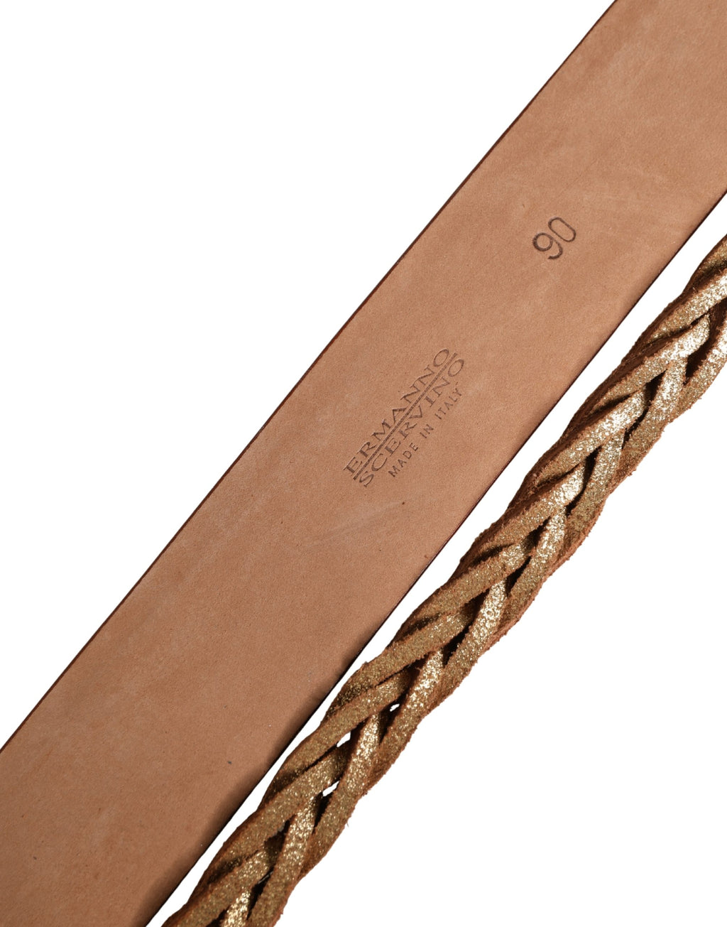 Brown Leather Braided Metal Buckle Belt