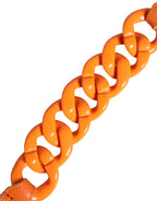 Orange Leather Chain Waist Metal Buckle Belt