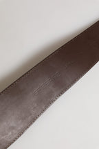 Brown Genuine Leather Logo Wide Waist Women Belt