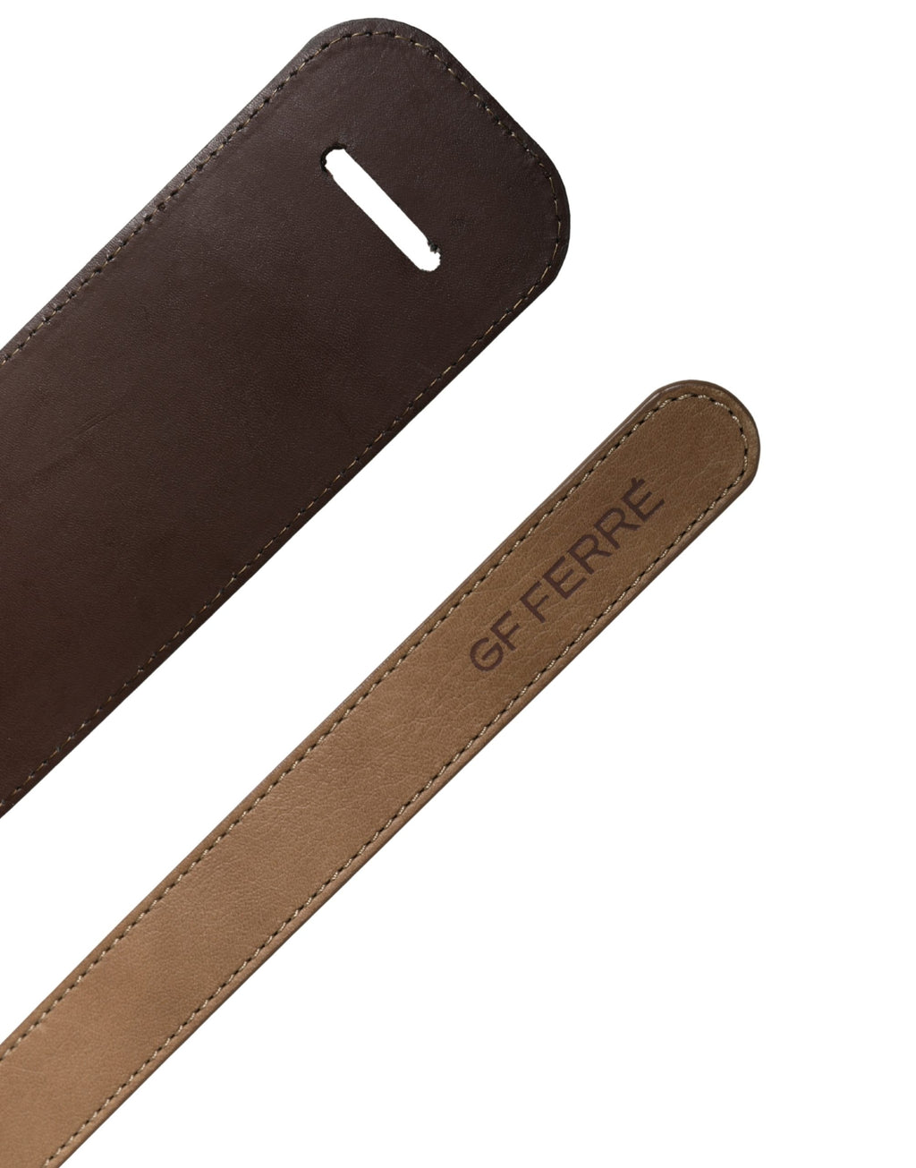 Brown Genuine Leather Logo Wide Waist Women Belt