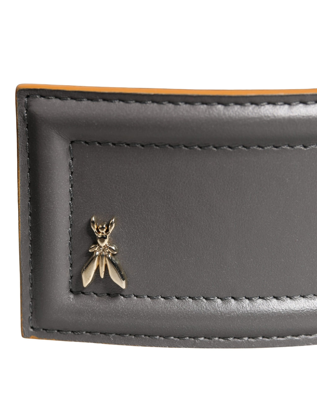 Gray Genuine Leather Square Silver Metal Buckle Belt