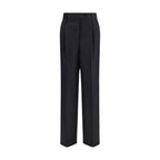 Gray Fleece Wool Casual Pants