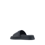 Gray Fabric Flat Sandals
