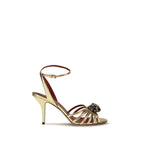 Gold Calf Leather Bos Taurus Stiletto Heel Sandals