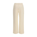 Beige Cotton Athletic Pants