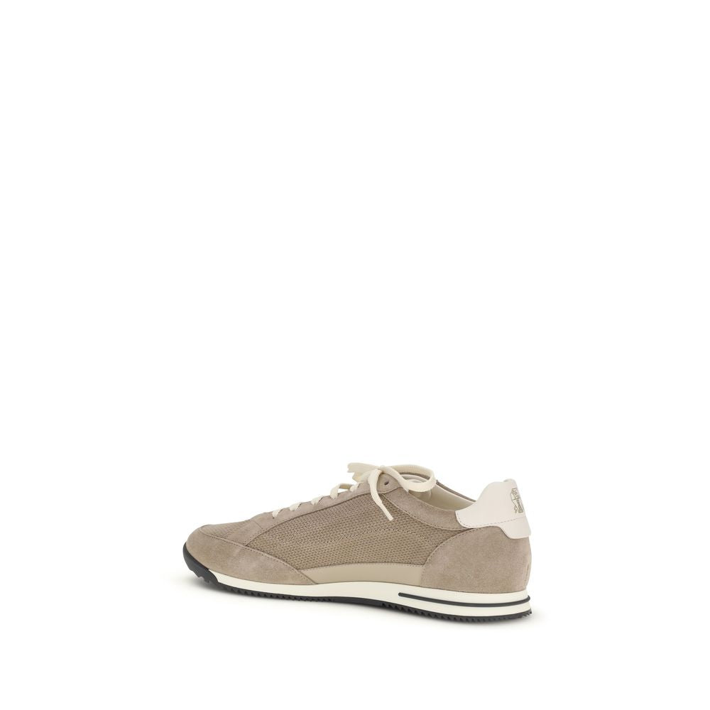 Beige Calf Leather Bos Taurus Low Top Sneakers