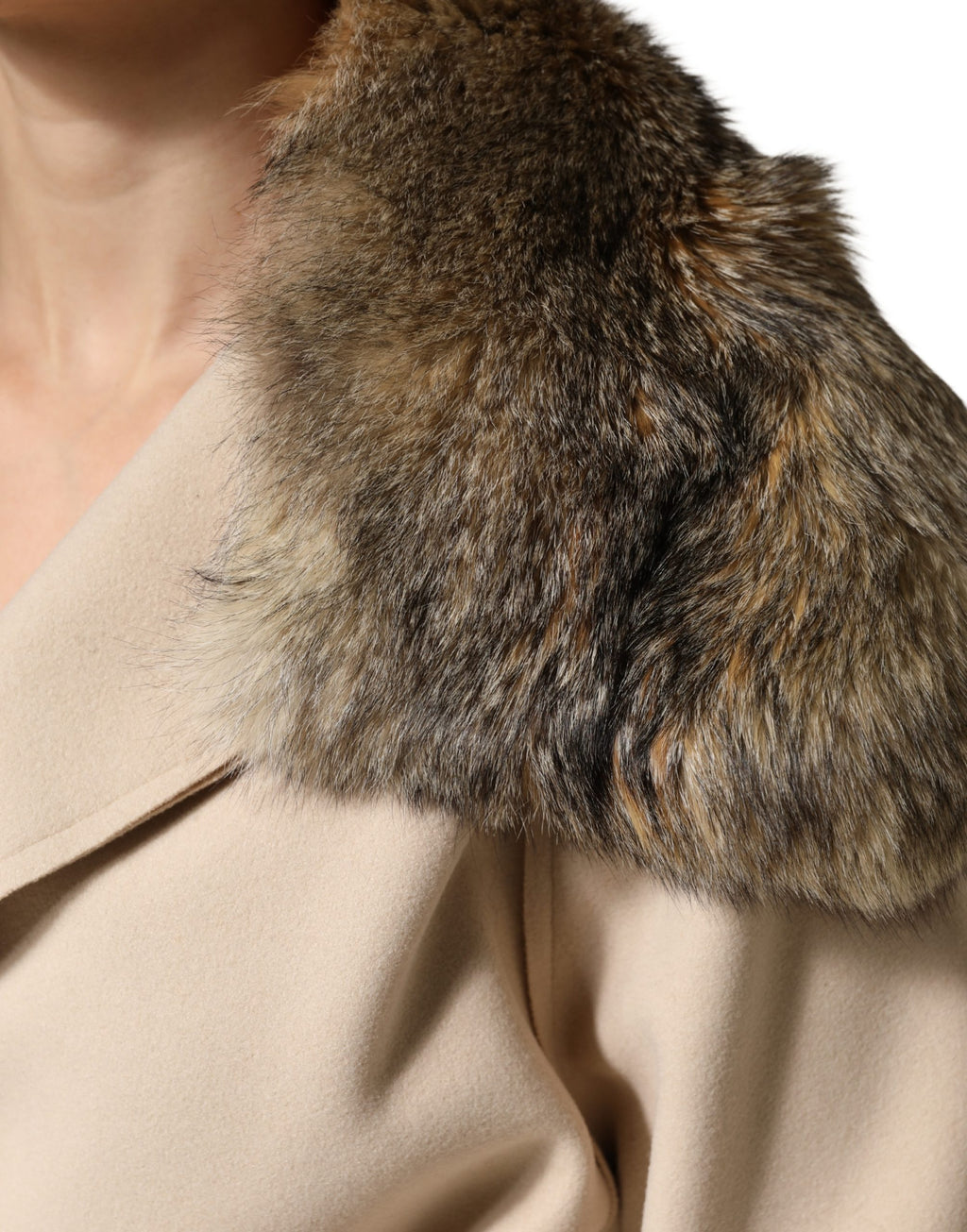 Brown Fur Shoulder Collar Neck Wrap Scarf