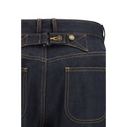 Blue Cotton Straight-Leg Jeans