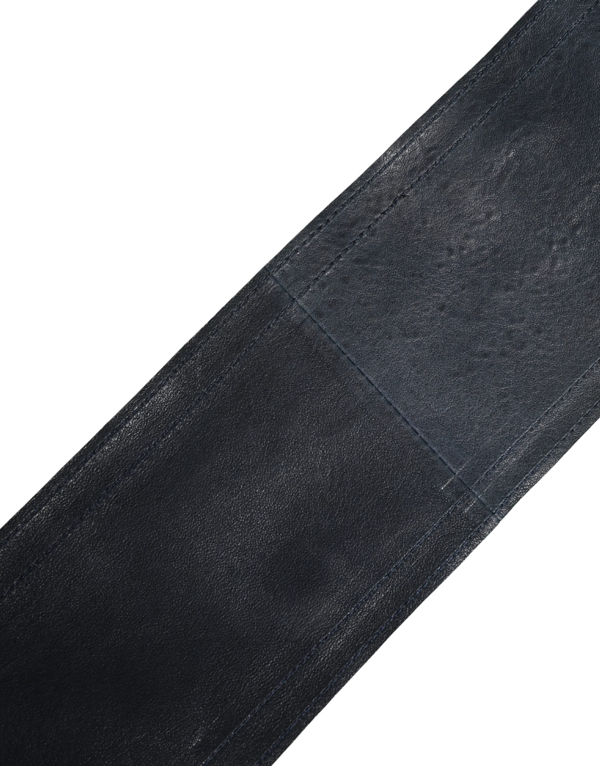 Blue Leather Wide Waist Women Cintura Belt