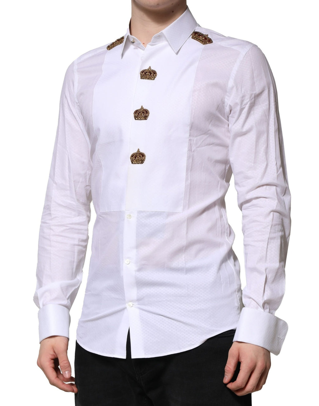 White GOLD Crown Cotton Dress Formal Shirt