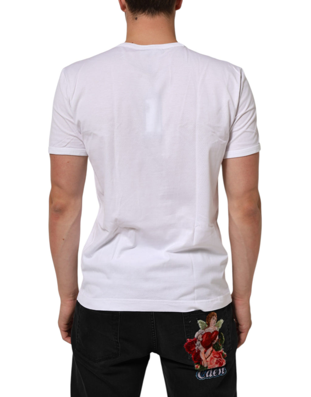 White Cotton Crew Neck Short Sleeves T-shirt