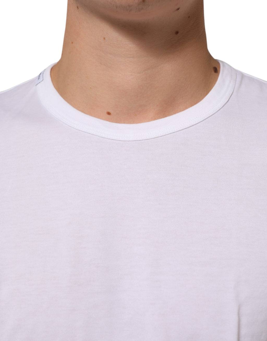 White Cotton Crew Neck Short Sleeves T-shirt