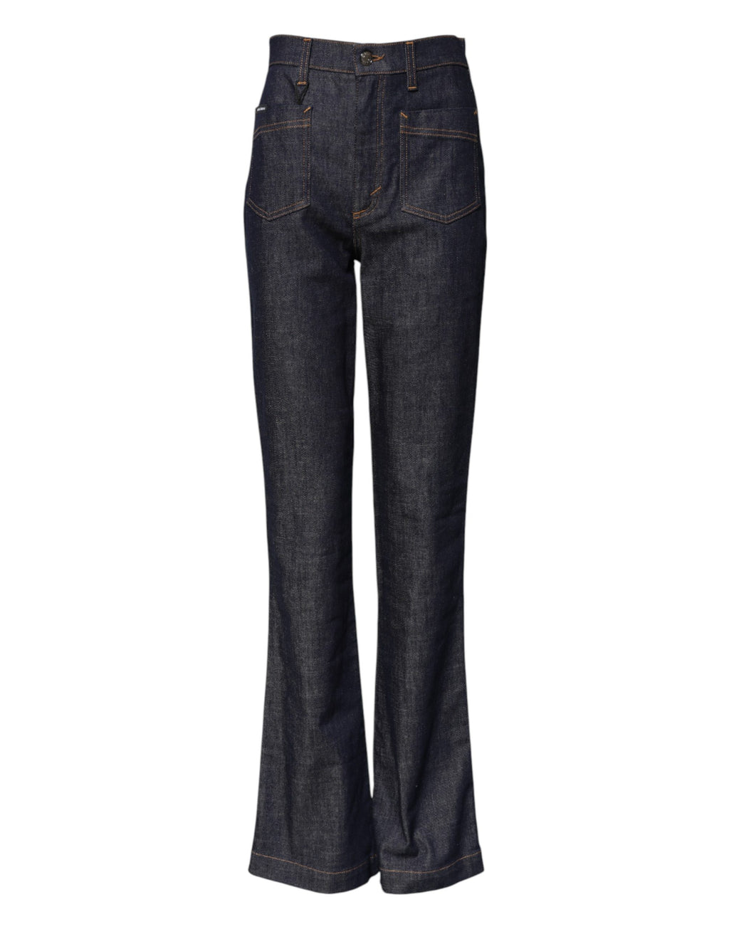 Dark Blue Cotton Flared Wide Leg Denim Jeans