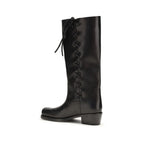 Black Calf Leather Bos Taurus Lace-Up Boots