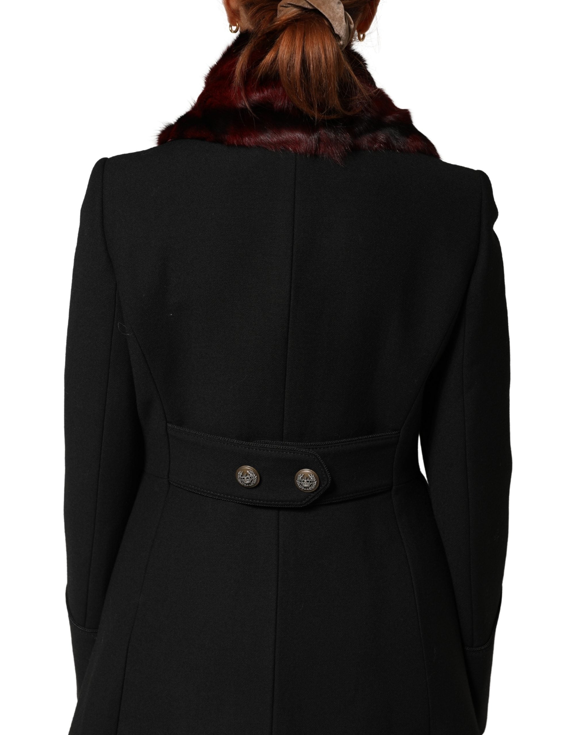 Black Red Stripe Fur Shawl Neck Wrap Scarf