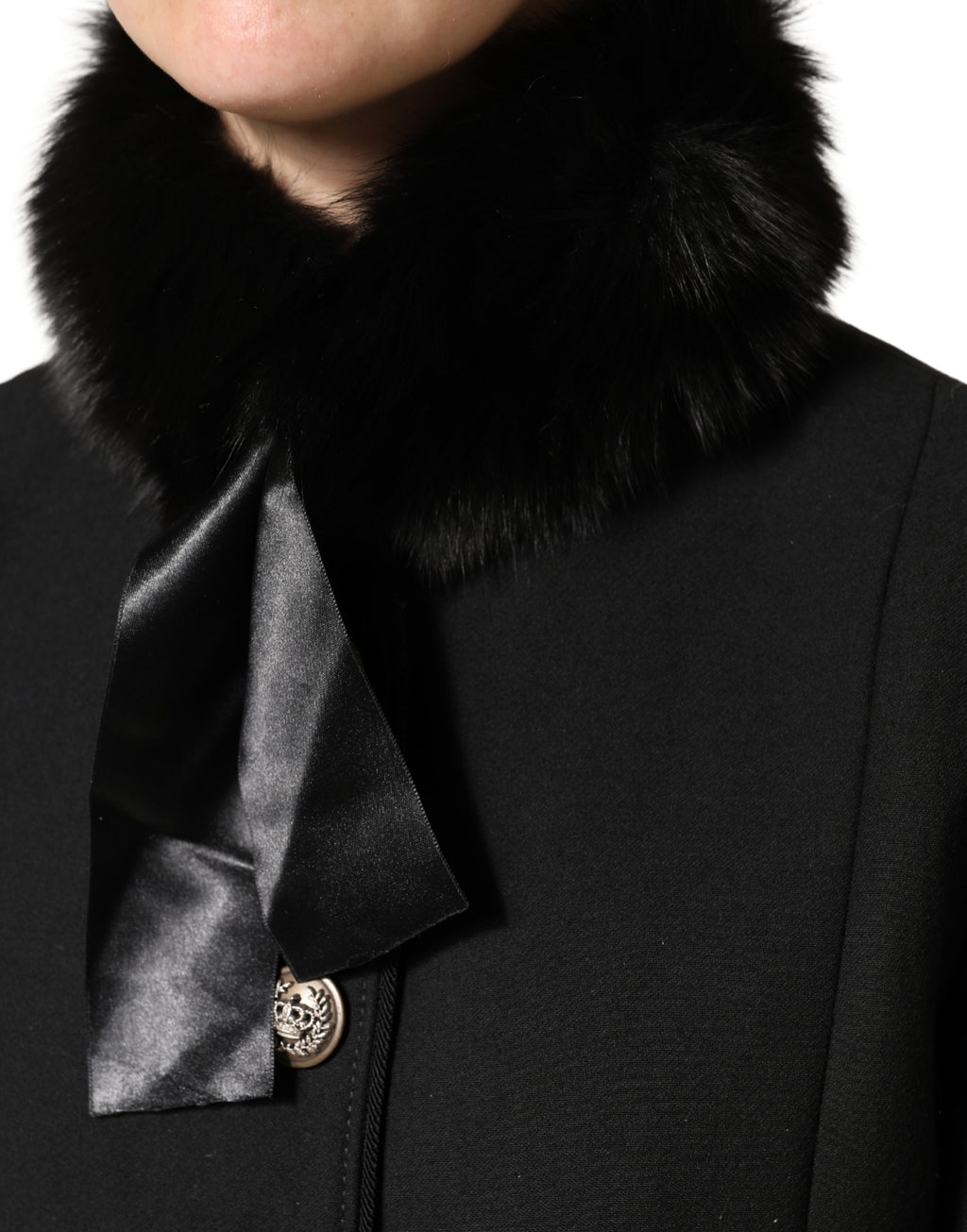 Black Fur Shoulder Collar Wrap Shawl Scarf