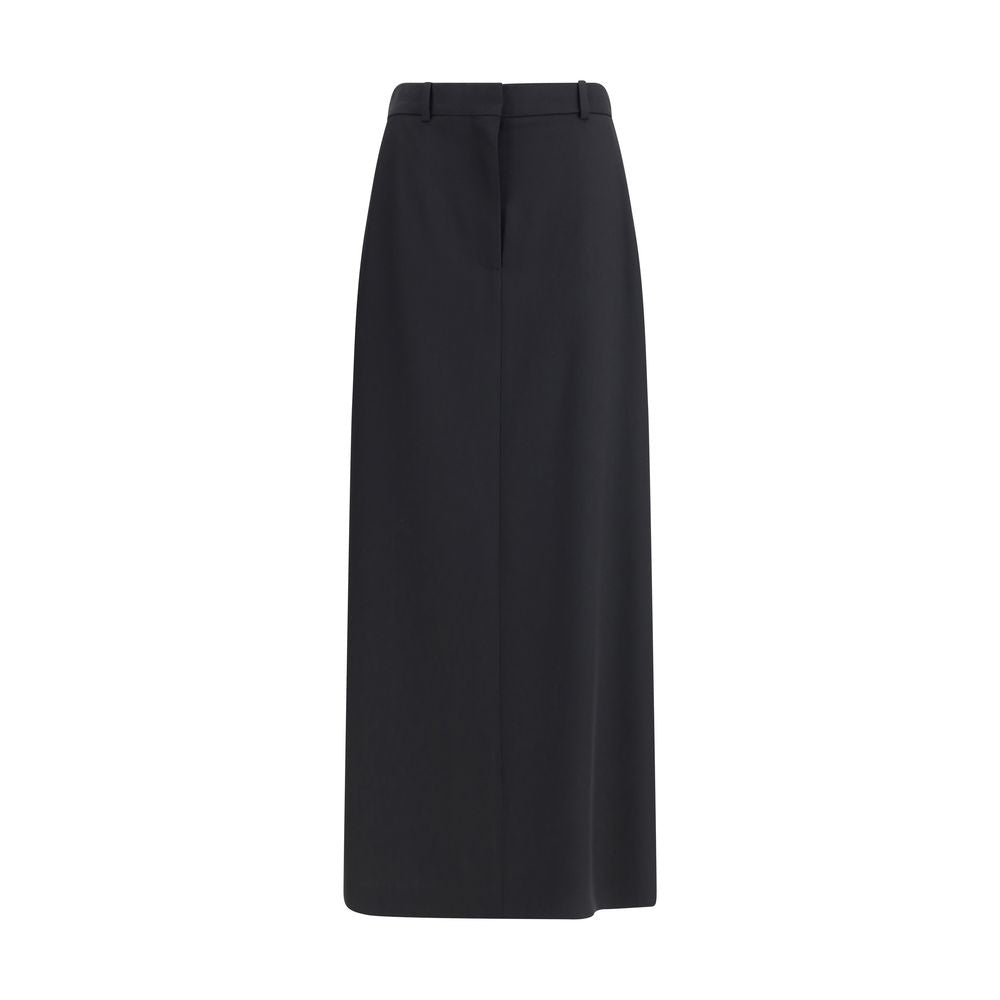 Black Fleece Wool Long Skirt
