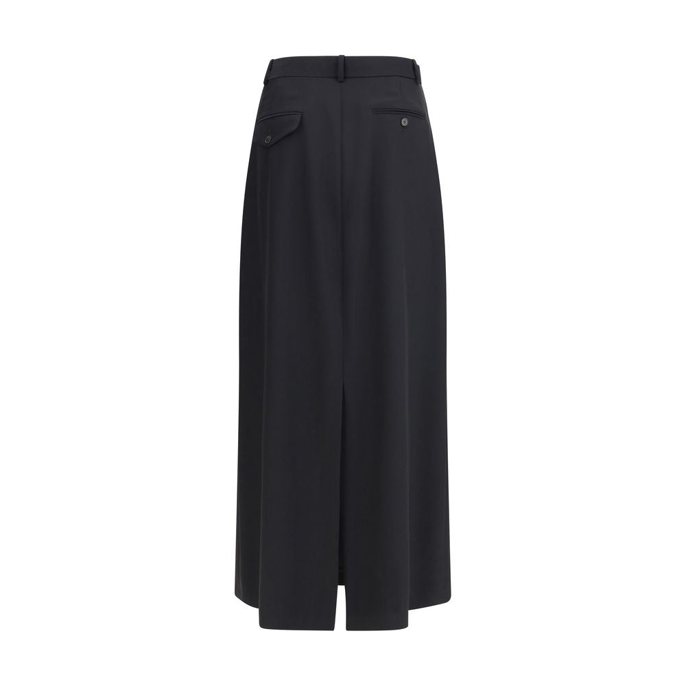 Black Fleece Wool Long Skirt