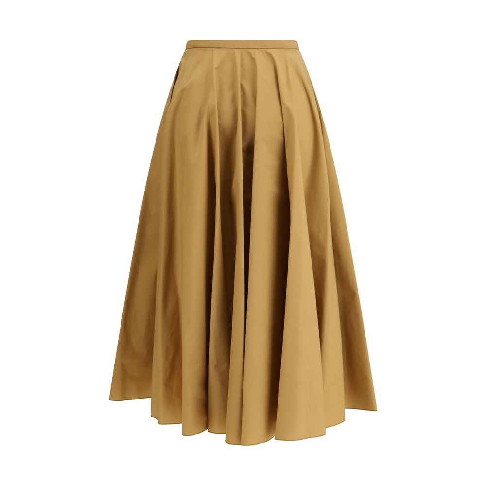 Beige Cotton Long Skirt