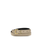 Beige Calf Leather Bos Taurus Thin Belt