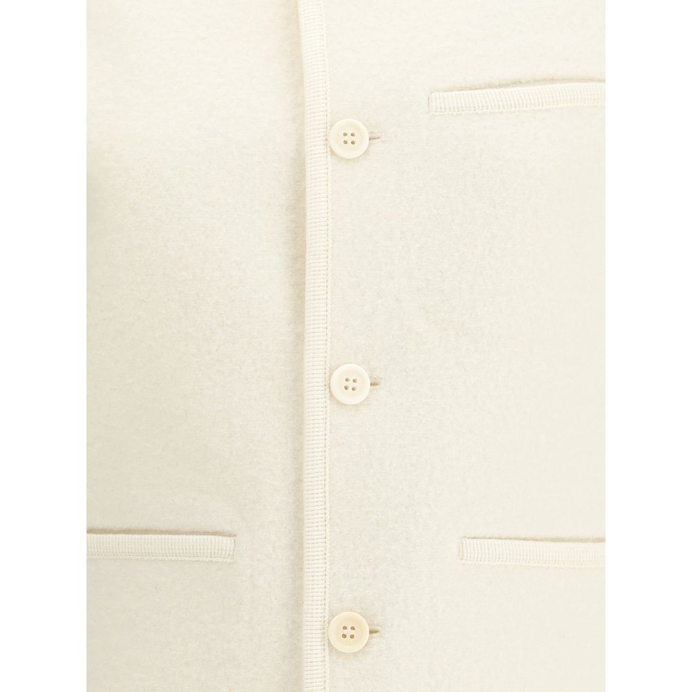 White Fleece Wool Sleveless Jacket