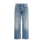 Blue Cotton Boyfriend Jeans