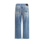 Blue Cotton Boyfriend Jeans