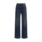 Blue Cotton Straight-Leg Jeans