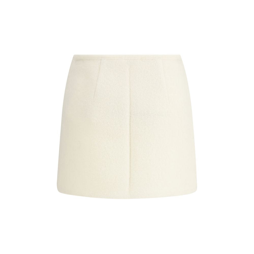 White Fleece Wool Mini Skirt