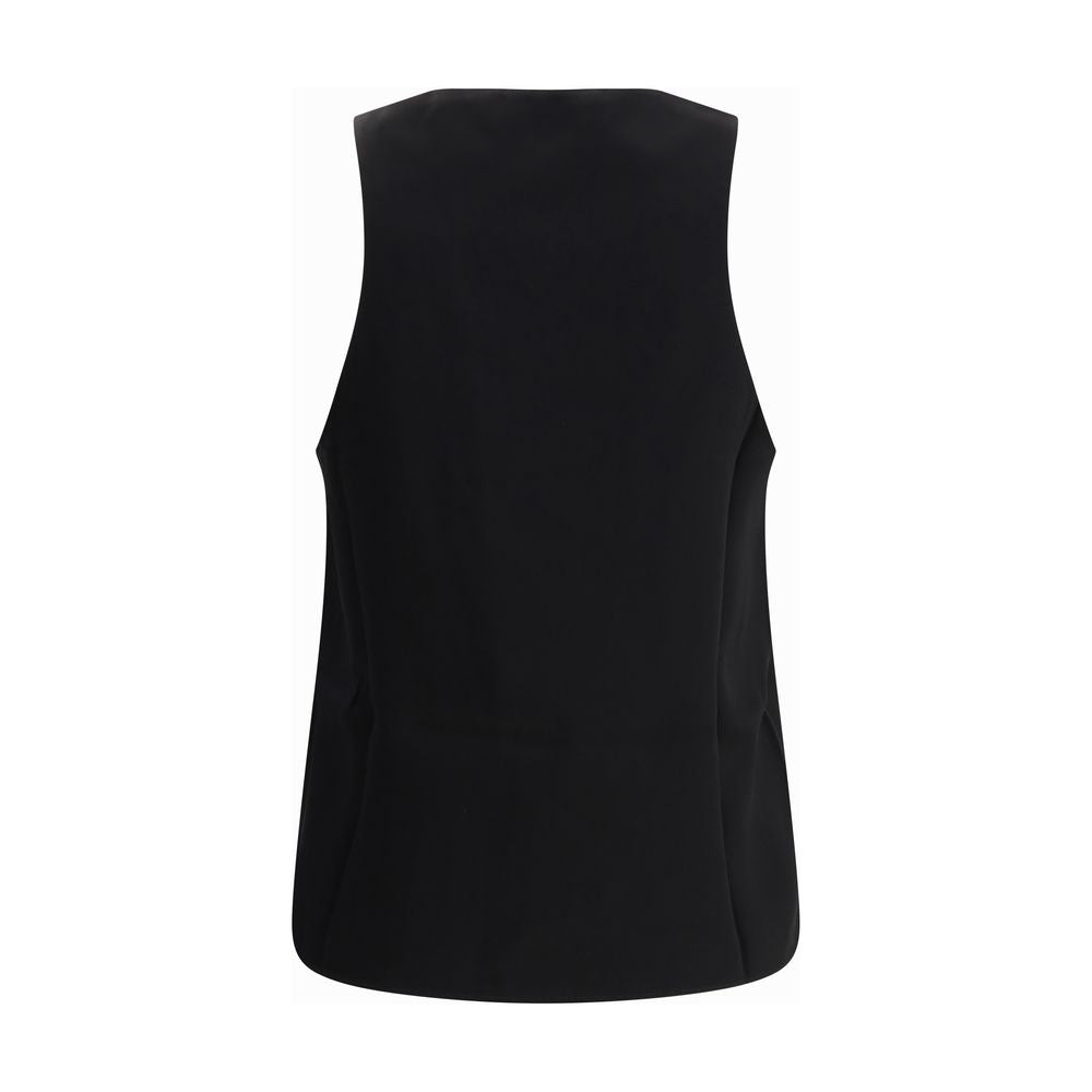 Black Silk Sleeveles T-Shirt