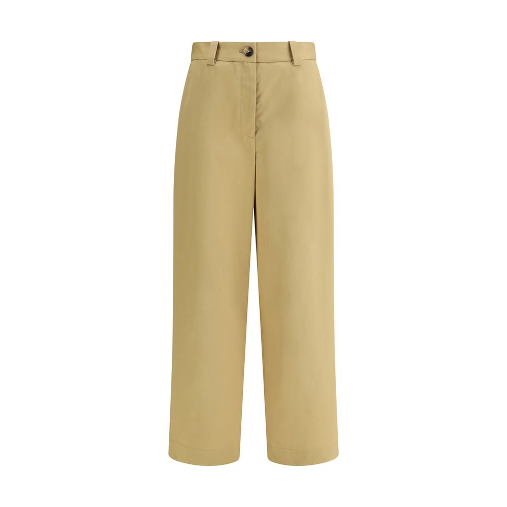 Beige Cotton Casual Pants