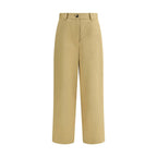 Beige Cotton Casual Pants