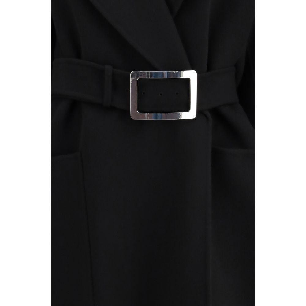 Black Fleece Wool Coat