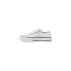 White Fabric Platform Sneakers