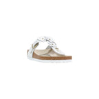 White Leather Flat Sandals