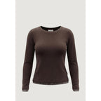 Brown Cotton Long Sleeve T-Shirt