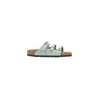 Green Leather Flat Sandals