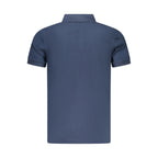 Blue Cotton Men Polo Shirt