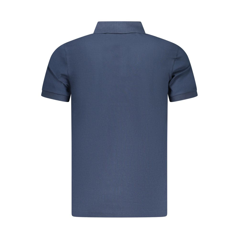 Blue Cotton Men Polo Shirt
