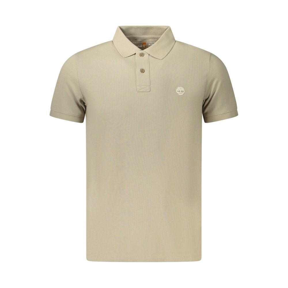 Beige Cotton Men Polo Shirt
