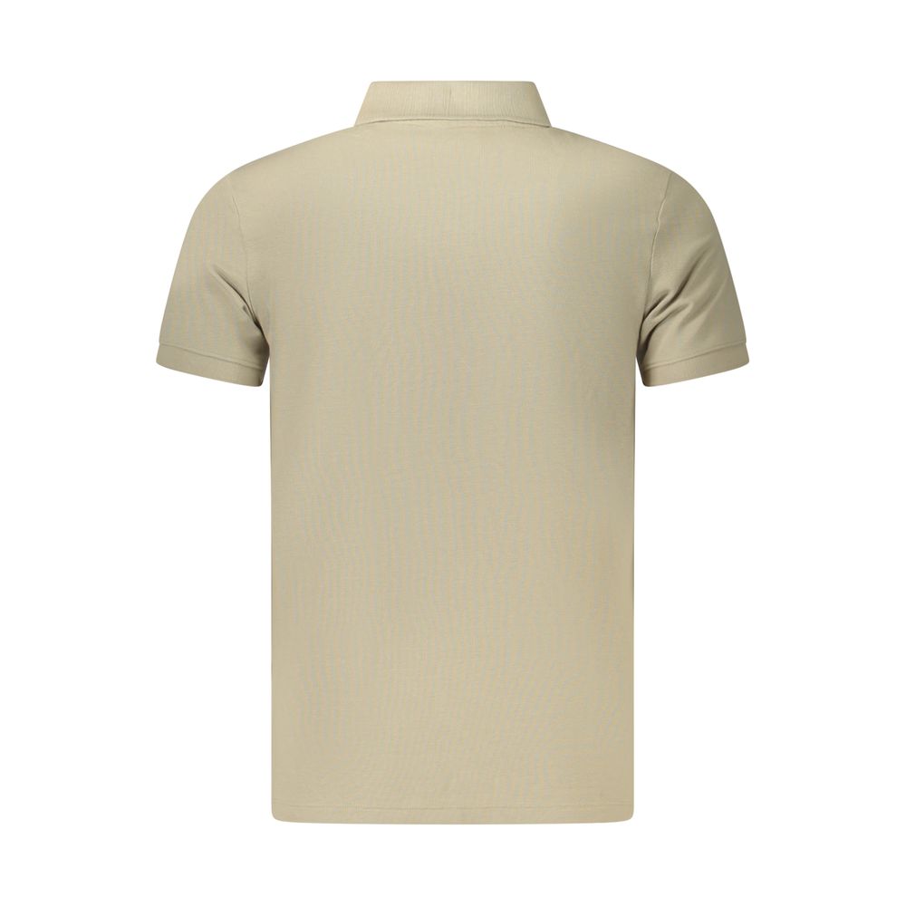 Beige Cotton Men Polo Shirt