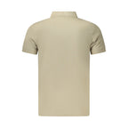 Beige Cotton Men Polo Shirt