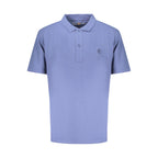 Blue Cotton Men Polo