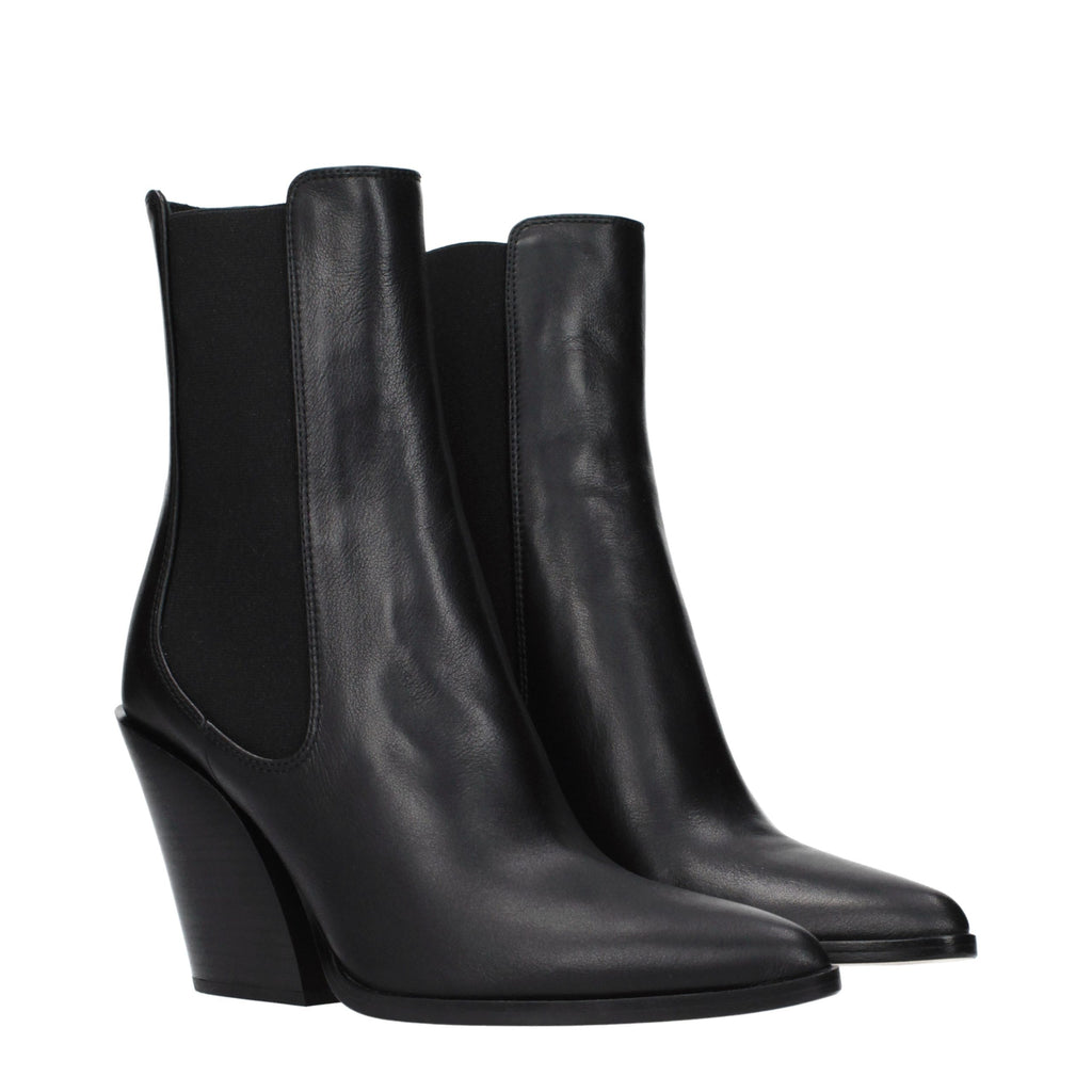 Black Leather Ankle Boots
