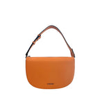 Orange Polyurethane Women Shoulder Bag