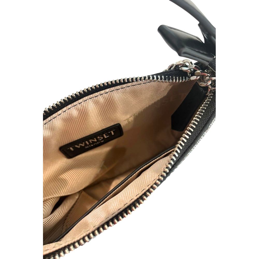 Black Polyurethane Women Shoulder Bag