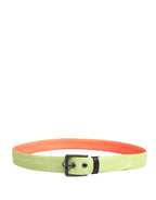 Green Orange Braided Metal Buckle Waist Cintura Belt