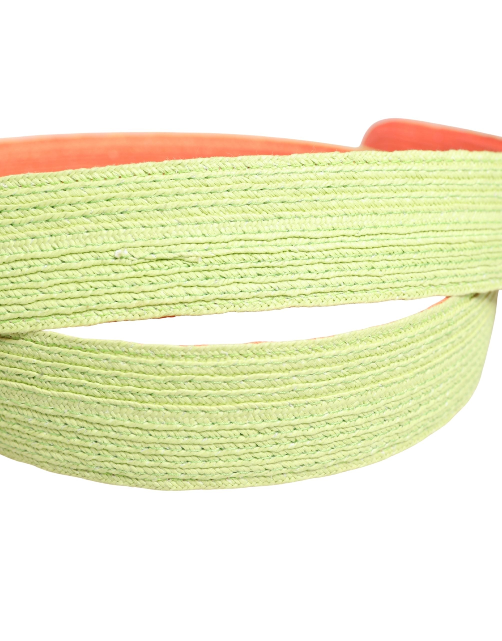 Green Orange Braided Metal Buckle Waist Cintura Belt