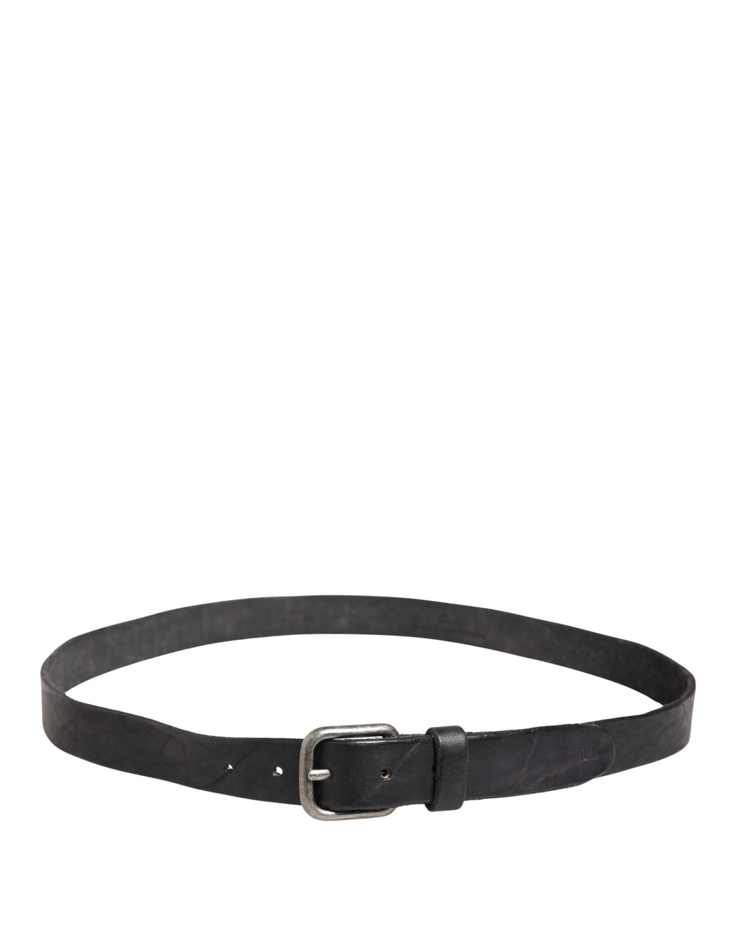 Men Black Leather Metal Buckle Belt