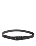 Men Black Leather Metal Buckle Belt